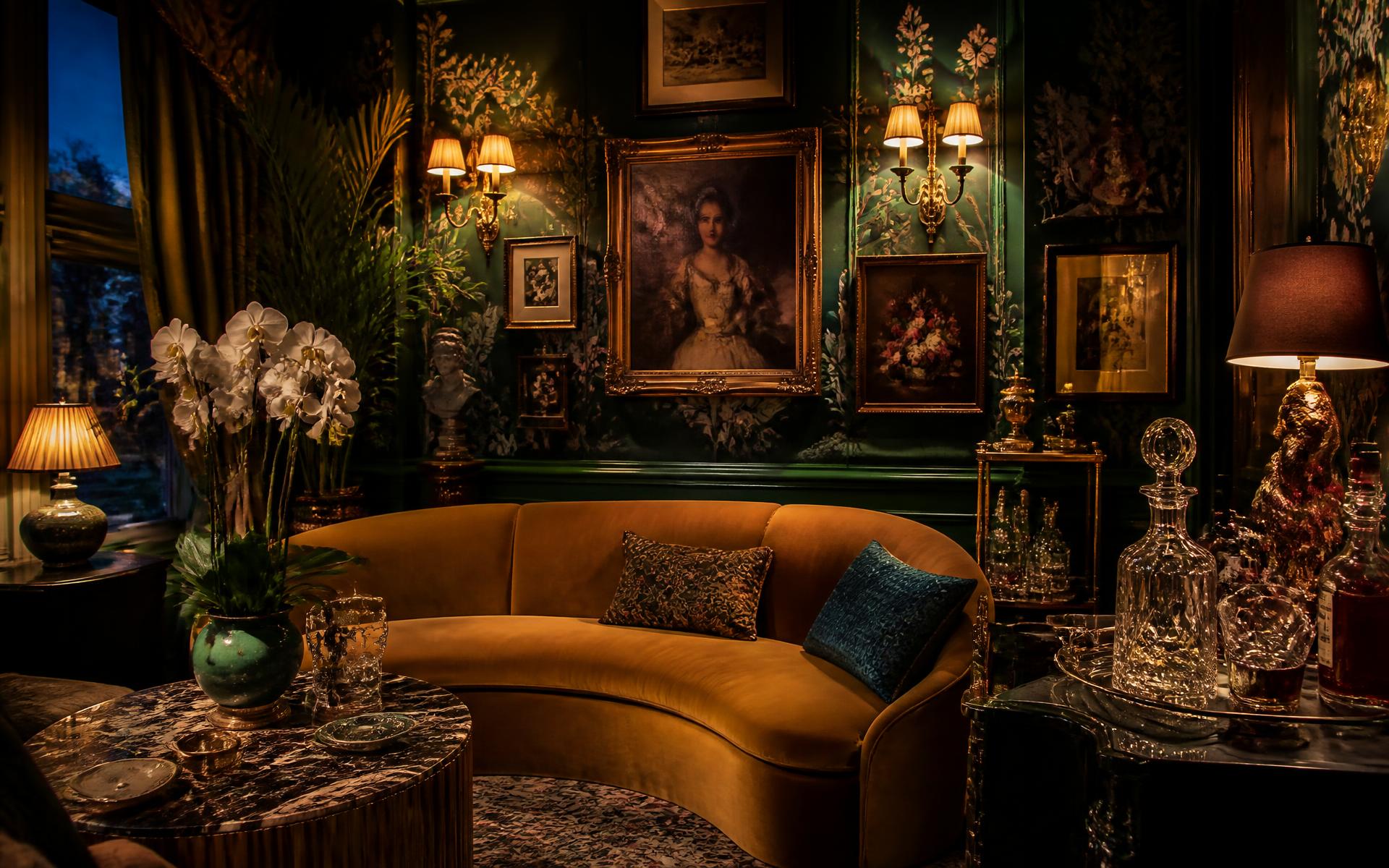 Layered Room for Drama interior showing color, furniture, art, and multiple possible uses