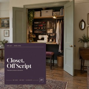 Closet, Off Script title card over a concept visual of the room.