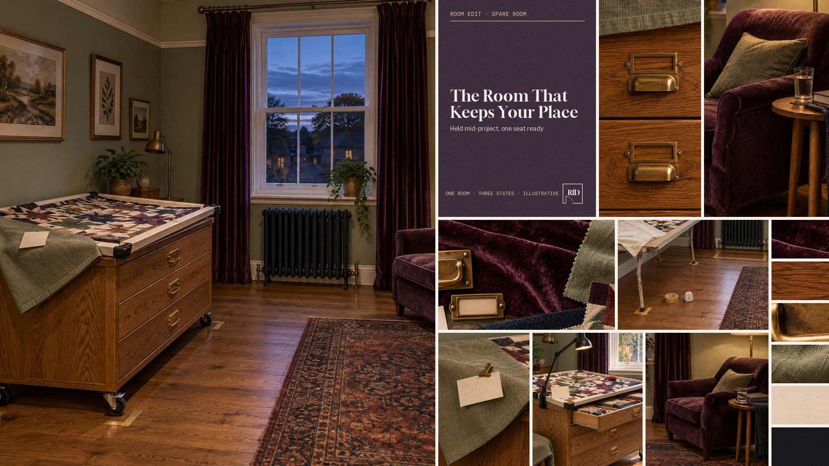 Moodboard for the Room Edit The Room That Keeps Your Place. Concept visual.